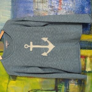 Marled blue anchor sweater size M